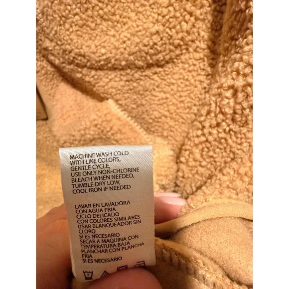 Weatherproof Vintage Mens XXL Sherpa Fleece Vest Tan Full Zip Mock Neck NWT - Picture 7 of 9